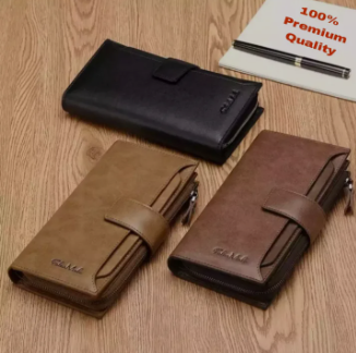 Mens Long Zipper PU Leather Wallet | Portable PU Leather Long Wallet for Men | Stylish Multi-Compartment Purse