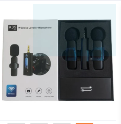 K35 Dual Wireless Microphone 3.5mm Supported for Camera, Sound card, Smartphone dual Mic, single receiver