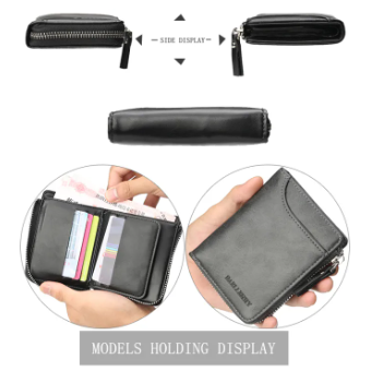Mens Small Casual Travelling Cards Holder PU Leather Zipper Wallet | Coin Purse for Men