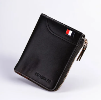 Men’s PU Leather Zipper Wallet | Small Casual Travel Coin Purse | Card Holder Wallet for Men