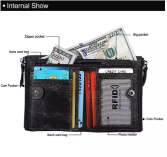 Brown Leather Card Holder & Two Zipper Pockets Wallet for Men | Money Bag for Men