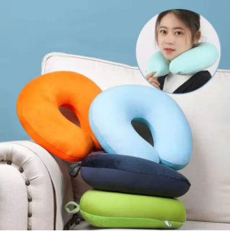 Premium U-Shaped Travel Neck Pillow Soft Velvet Cover | 11x12 Inch Portable Memory Foam Pillow