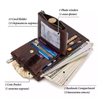 Jeep Chocolate 100% Leather Wallet for Men | Long Lasting Stylish Money Bag | Double Zipper Fashion Wallet