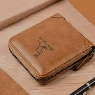 Round Zipper Stylish Artificial Leather Wallet for Men | Money Bag | Card & Coin Pocket | Brown