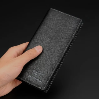 Kangaroo Black Artificial Leather Long Wallet for Men | Durable & Stylish Slim Wallet
