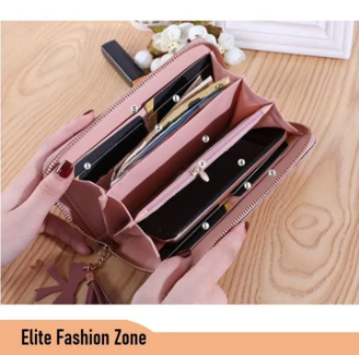 Women Long Zipper Coin Purse Leather Wallet Tassel Card Holder Clutch Handbag