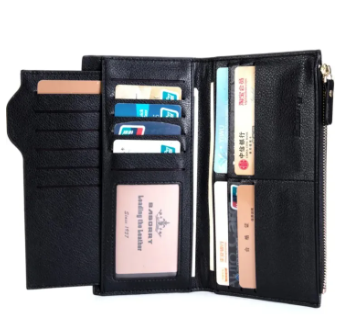 Premium Quality Bogessi Long Wallet for Men | Stylish Black Leather Wallet | Zipper Closure | Gift Box Packaging