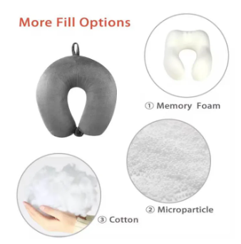 Premium U-Shaped Travel Neck Pillow Soft Velvet Cover | 11x12 Inch Portable Memory Foam Pillow