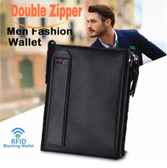 Brown Leather Card Holder & Two Zipper Pockets Wallet for Men | Money Bag for Men