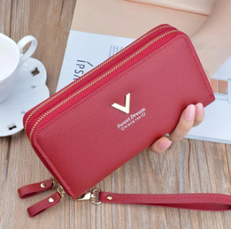Large Capacity Double Zipper Purse Bag Wallet for Women
