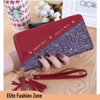 Women Long Zipper Coin Purse Leather Wallet Tassel Card Holder Clutch Handbag