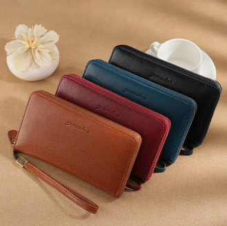 Real Soft Leather Women's Long Wallet | Retro Mobile Phone Bag | Genuine Leather Zipper Purse for Women