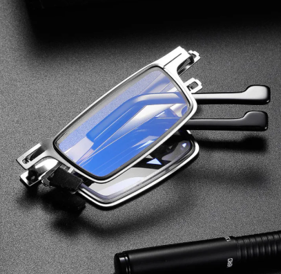 Metal Folding Reading Glasses Portable Ultra Light Anti Blue Light Lens Presbyopia Glasses Men's Rectangular Eyeglasses Eyewears